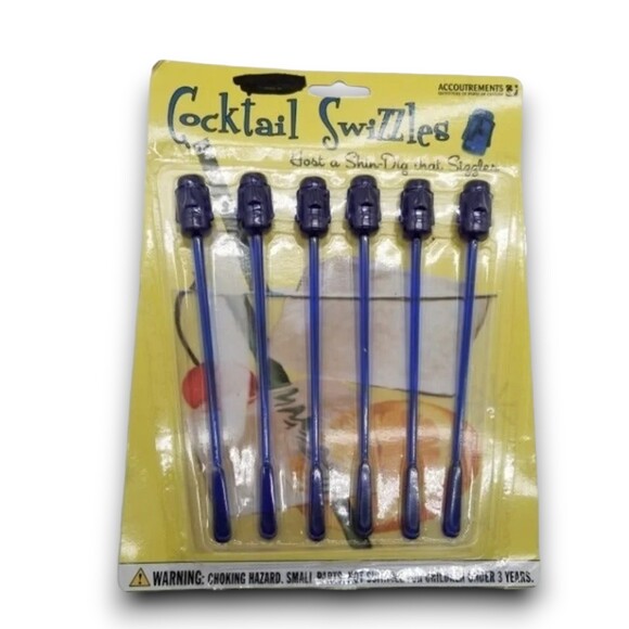 Cobalt Blue Tiki Cocktail Swizzles Accoutrements Drink Stirrer Pack Sealed - Picture 1 of 2